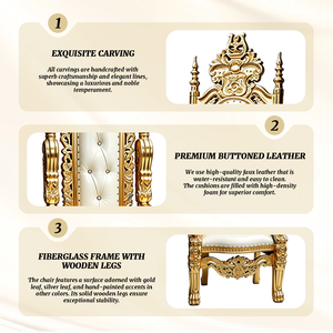 Chaises Trônes Roi et Reine Faits Main Blancs Thème Lion, Mobilier d'Événement de Luxe Moderne et Tendance Automne 2026 pour Mariages, Villas, Banquets, Parcs - Product Image 6