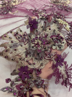 Tulle brodé à la main de couleur blanche, dentelle avec perles, fleurs 3D, vente en gros, tissu africain et français, nouvelle collection 2020