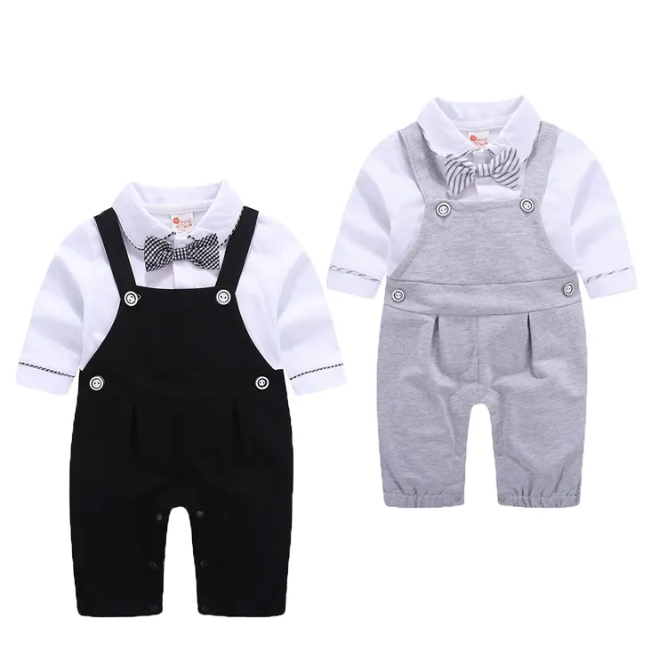 Baru Pakaian Musim Panas Eksplosif Katun Setengah Lengan Peregangan Celana Suspender Dasi Setelan Anak Laki-laki Pakaian Resmi Bayi Jumpsuit Anak Laki-laki Romper