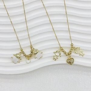 BD-D1373 <span class=keywords><strong>Mini</strong></span> Collana per Bambini e Bambine, Graziosa Collana con Zirconi Cubici per Ragazzi/Ragazze, Gioielli in Rame Placcato Oro, Vendita all'Ingrosso per Donne - Product Image 2