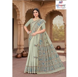 Sari en coton imprimé doux et élégant Ajmera, collection de mode ethnique traditionnelle et stylée pour les fêtes, séchage rapide, toutes saisons, pour femmes - Product Image 3
