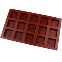 Moule à glaçons en chocolat carré à 15 cavités, moules à chocolat en silicone de qualité alimentaire pour gâteaux