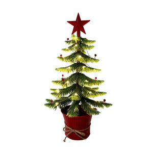 Mini arbre de Noël artificiel PE vert de 18 pouces avec lumière LED en fil de cuivre pour la maison, la chambre, l'hôtel, la fête et les vacances. - Product Image 1