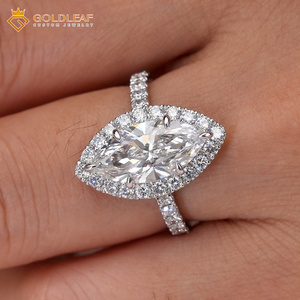 Bague de fiançailles en platine PT950 Goldleafgem avec diamant de laboratoire taille marquise, certifié IGI D VS1, 1 à 4 carats, bijoux en diamant de laboratoire - Product Image 2
