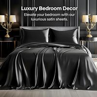 Ensemble de couette en satin de luxe 4 pièces draps de lit soyeux noirs doux drap-housse moderne King Size rempli de laine