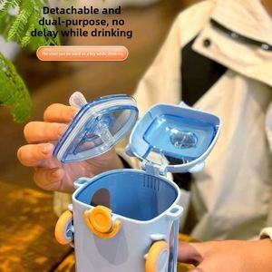 500ml <b>Cute</b> <b>Bear</b> Bus Shape Plastic Drinkware for Kids Portable Water Bottle with Shoulder Strap Car Straw Cup for Easy Drinking - Product Image 5