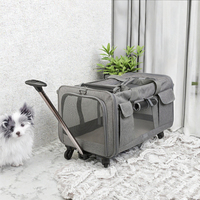 Sac à dos trolley pliable et respirant grande capacité pour animaux de compagnie, idéal pour les voyages avec chats et chiens