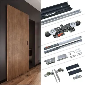 Interior Door Invisible Sliding Door System Soft Close Hydraulic Wooden Sliding Door Wheel Rolls