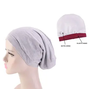 Touca de cabelo cetim para mulheres, camada dupla, roupa noturna para dormir, fornecedores de bonnet para o cabelo MOTE-ZA227