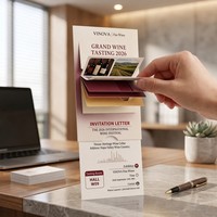 Tarjeta de Invitación para Exhibición Automotriz con Acabado Metálico, Pestañas para Revelación del Modelo e Información para Programar una Prueba de Conducción