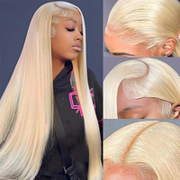 Perruques Lace Frontale Complète HD Transparente 13x6 Sans Colle, Cheveux Humains Vierges Raides Blond 613 de Luxe, Fournisseur de Cheveux Humains Vietnamiens