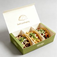 Boîte à emporter personnalisée pour empanadas avec compartiment pour sauce, en carton jetable, pour la restauration rapide, emballage pour dumplings à emporter