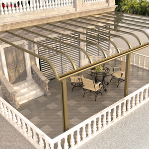 Copertura esterna del Patio del tetto inclinato impermeabile del baldacchino in alluminio in <span class=keywords><strong>policarbonato</strong></span> con funzionamento manuale delle piste della piscina lontano dalla casa - Product Image 5