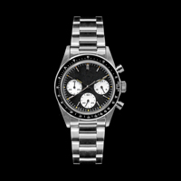Jam Tangan Multifungsi Kustom yang Dimodifikasi dari Baja Tahan Karat 316L dengan Timer Mekanis dan Gerakan VK63A Jepang serta Bezel Digital.