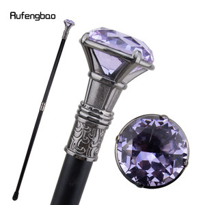 Canne de marche créative en métal, style contemporain, motif léopard, avec pointe en diamant violet clair - Product Image 1