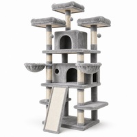 Arbre à chat multi-niveaux de grande taille pour familles multi-chats, tour à chat avec 3 plateformes supérieures, 2 condos, hamacs et poteau à gratter en sisal