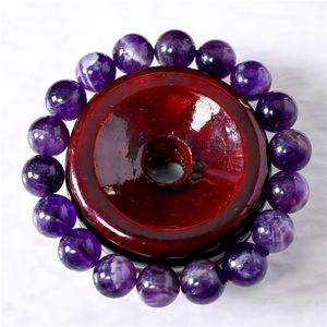 กำไลข้อมืออเมทิสต์ธรรมชาติขายส่ง หลายขนาด 6/8/9/10/12 มม. สไตล์ฮวงจุ้ยทางศาสนา สำหรับงานแต่งงานหรือเป็นของขวัญสำหรับผู้หญิงผู้ชาย - Product Image 4