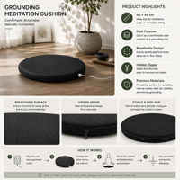 Coussin de méditation noir pour mise à la terre, coussin de siège rond en cuir PU conducteur pour le sol et la méditation, personnalisation OEM