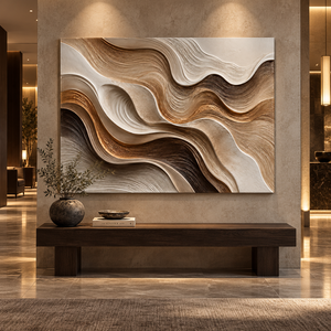 <span class=keywords><strong>Arte</strong></span> Murale 3D di Alta Qualità in Beige e Marrone, Scultura in Gesso con Rilievo Testurizzato per Decorazione di Hotel, Villa e Soggiorno - Product Image 3