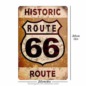 Letrero Metálico Vintage en Forma de Escudo Ruta 66, Letrero de Pared de Metal para Decoración de Garaje, Cueva de Hombre o Bar, Venta Caliente del Proveedor de Primera Categoría - Product Image 4