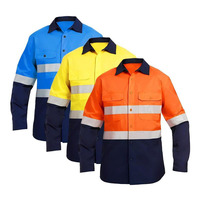 Chemises de travail de sécurité haute visibilité réfléchissantes avec logo personnalisé, uniformes de travail pour les mineurs et les ouvriers industriels, manches longues, construction 35% coton