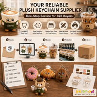 Porte-clés en peluche personnalisé pour barista, logo sur mesure, cadeau de fidélité avec achat pour les marques de café