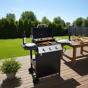 Barbecue au gaz propane 4 brûleurs en acier inoxydable 34000 Btu pour cuisson extérieure avec étagères latérales, roues et ouvre-bouteille - Product Image 2