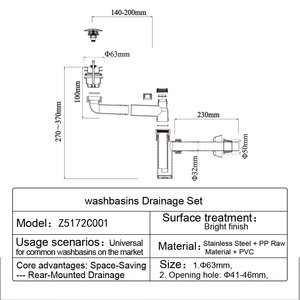 Sistema di Scarico per Lavabo WaiiHO 027 in Acciaio Inox 304 e PP per Uso in Cucina e Pavimento - Product Image 3