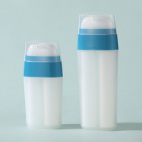Flacon Airless Double Chambre PP 10ml*2 5ml*2, Bouteille Sous Vide à Double Tube et Buse Unique pour Sérum, Emballage Cosmétique Blanc/Bleu