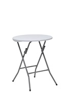 Table de bar à cocktails ronde pliante en plastique pour l'extérieur avec un diamètre de 60 cm blanc adapté aux activités de fête