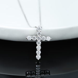 Collana da Donna con Ciondolo a Croce Religiosa in Argento Sterling 925, Moissanite VVS Grado <span class=keywords><strong>D</strong></span> da 3mm, Gioielli all'Ingrosso - Product Image 3