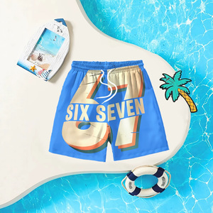 Short de bain décontracté pour garçon, motif tigre 3D, cordon de serrage, séchage rapide, respirant, idéal pour la plage et les vacances en bord de mer, en polyester - Product Image 2