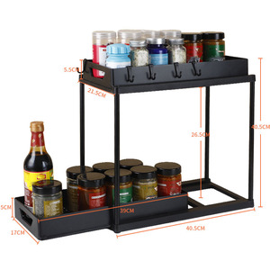 Séchoir à vaisselle à 2 niveaux en métal peu encombrant avec égouttoir pour la cuisine Tiroir coulissant coulissant - Product Image 2