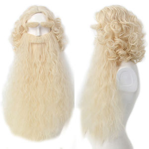 Vente en gros de nouveaux casques d'Halloween transfrontaliers exportation de cheveux blancs longs bouclés perruque Cos Beard ensemble complet - Product Image 4