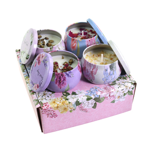 Lilin Aromaterapi Romantis dari Lilin Kedelai Per Kaleng, <span class=keywords><strong>Set</strong></span> Hadiah Terbaik, Empat Aroma, Lilin Pereda Stres, Label Pribadi, Beraroma - Product Image 1