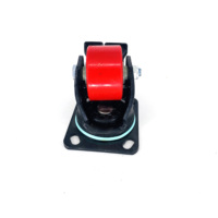 Petite roulette pivotante à profil bas robuste de fabrication professionnelle 2 \ "roue en PU rouge