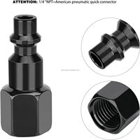 Kit de 14 raccords de compresseur d'air pour tuyau d'avion, 1/4" NPT en acier zingué, connecteurs mâles et femelles de précision CNC, noir