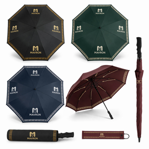 Paraguas de golf de viaje grande de 30 pulgadas con doble capa, verde y blanco, 8 varillas, tela pongee 190T, resistente al viento, mango ligero de EVA. - Product Image 1