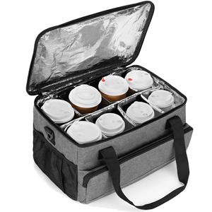 Sac isotherme réutilisable pour 4 boissons avec séparateurs souples, sac de transport à bandoulière avec poignée, panier de livraison - Product Image 3