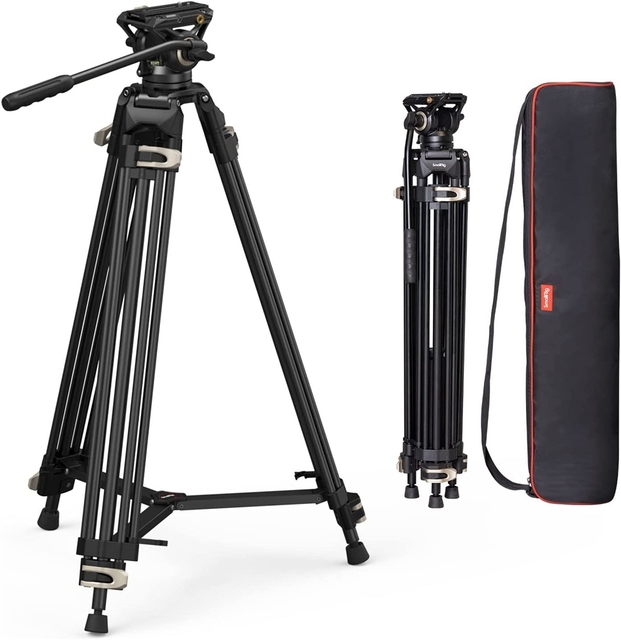 AD-01 Video Tripod Heavy Duty Tripod With 360 Degree Fluid Head and Quick Release Plate for DSLR Camcorder Cameras 3751