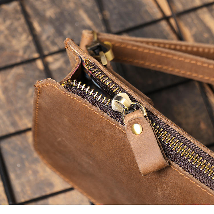 Cartera larga de negocios con cremallera minimalista Vintage de gran  capacidad personalizada para hombre, Cartera de mano de piel de vaca,  monedero