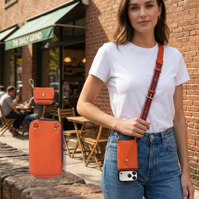 Crossbody Custom Phone Lanyard Wallet Phone Case with Card Holder Wallet Sling Bag for iphone Crossbody Leather Phone case