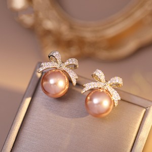 Light Luxury Girls Exquisite Cultured Pearl <b>Earrings</b> <b>Crystal</b> Bow <b>Earrings</b> Micro <b>Stud</b> <b>Earring</b> Cultured - Product Image 3