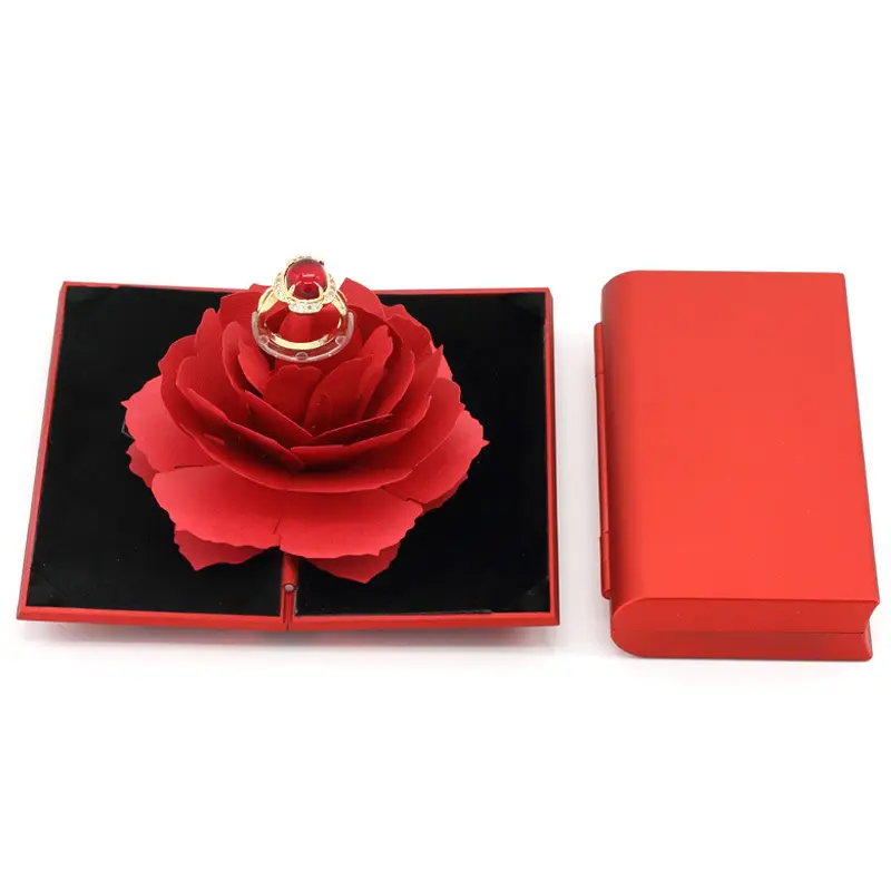 Ring Gift Box New Design Valentine's Day Gift Engagement Rings Gift Boxes Jewelry Rose Flower Ring Box For Wedding