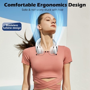 Nouveau design, ventilateur de cou portable sans pales, rechargeable, électrique, à affichage numérique LED, pliable, pour l'extérieur, avec trois vitesses - Product Image 5