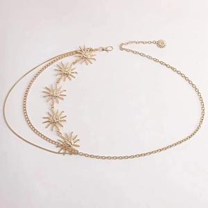 Cadena de cintura metálica con colgante de sol, de aleación de zinc dorada, estilo punk, para fiesta, para mujer, diseño de una sola vuelta - Product Image 2