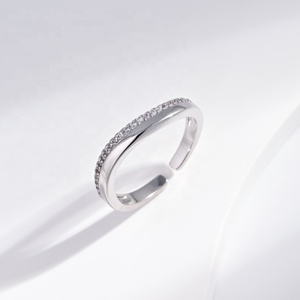 wholesale brass Rhodium Plated minimalist Cubic Zirconia <b>ring</b> round engagement multi layer geometric copper cheap <b>finger</b> <b>rings</b> - Product Image 1