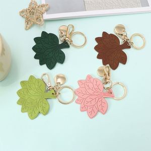 Lucky Charms PU Leather Light Keychain Stylish Bag Charm Key Chains Leaf Shape <b>Keyring</b> Pendants - Product Image 1