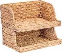 Tweelaags geweven waterhyacint opbergmand, grote mand met open voorkant voor groenten en fruit, keukenblad organizer, OEM ODM
