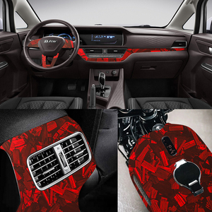 Autocollants de voiture en fibre de carbone forgée mate PET, film noir et rouge pour la décoration de la console centrale intérieure de la voiture, résistant aux rayures - Product Image 5